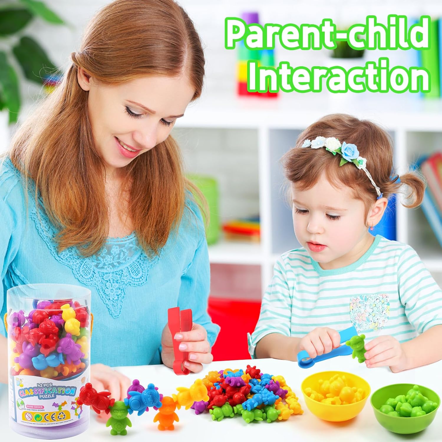 UNIQUE KIDS Counting Matching Game with Sorting Cups, Color Classification and Sensory Training Educational Learning Toys Set Gift for Toddlers Preschool Ages 3 Years and up (New Stacking Monkey) - Image 6