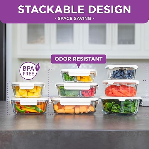 Miniatura 3 de HOLDN' STORAGE Contenedores de almacenamiento de alimentos al vacío, juego de 8 recipientes de vidrio y bomba electrónica, mantienen los alimentos