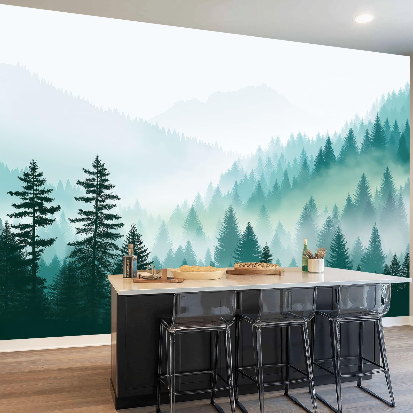 Mgła Góra Las Roślina Tapeta na flizelinie 350 x 256 cm