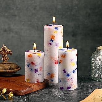 PROSPERRO LUMO By Parkash Candles Set Of 3 Fragrance Pillar Wax Candles Marble Finish(Christmas Snow - Mahagony)