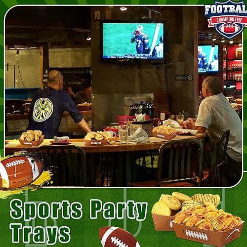 Miniatura 6 de Paquete de 48 bandejas de papel para fiestas deportivas, suministros para fiestas, barcos de papel, bocadillos de nacho, dulces, bandejas para