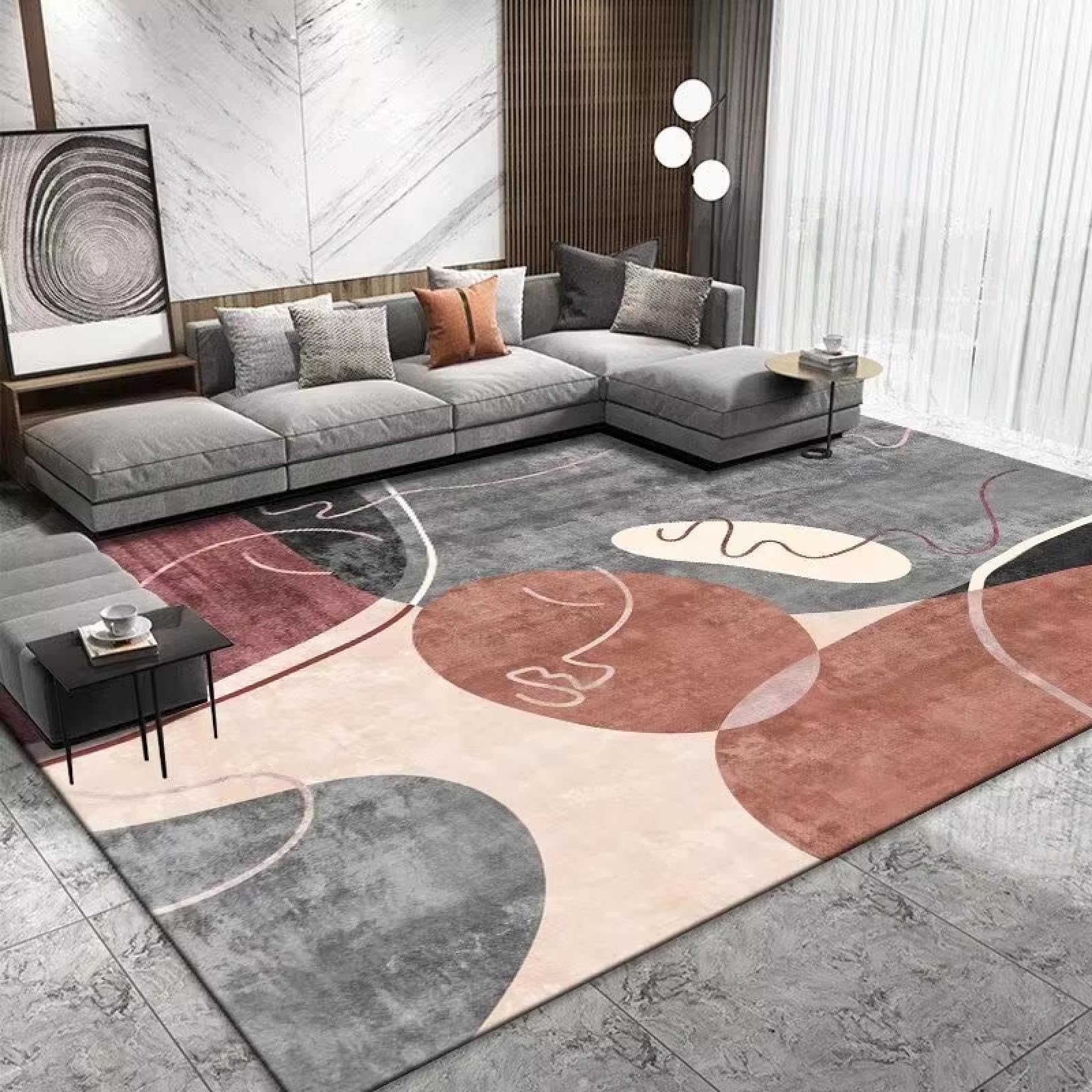 Tapis géométriques antidérapant salon moderne grand tapis doux 180x250