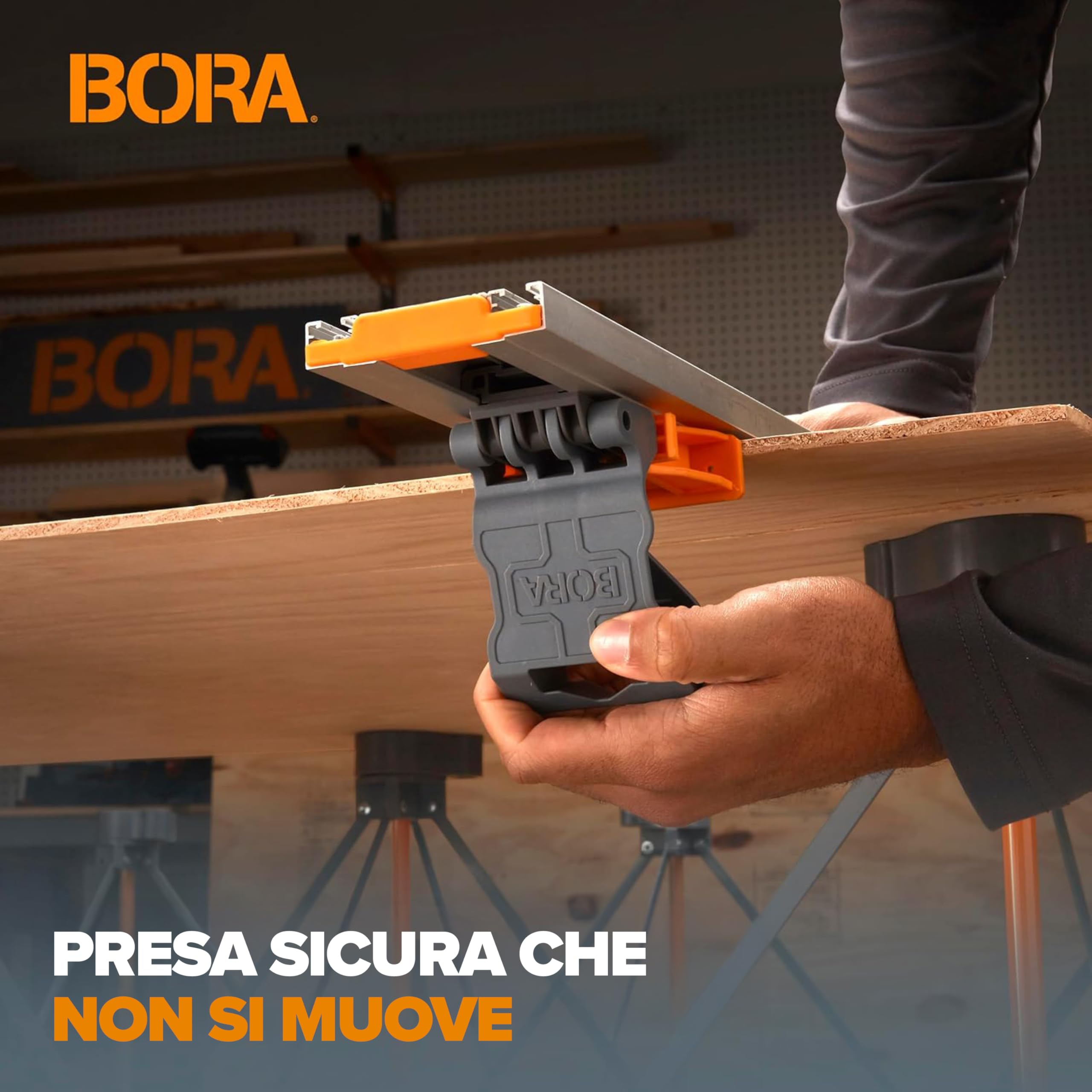 BORA NGX Clamp Edge 546100 – Guida di Taglio Dritta 2438 mm (96") per Sega Circolare, Tagli Precisi su Pannelli, Sistema Quick Connect