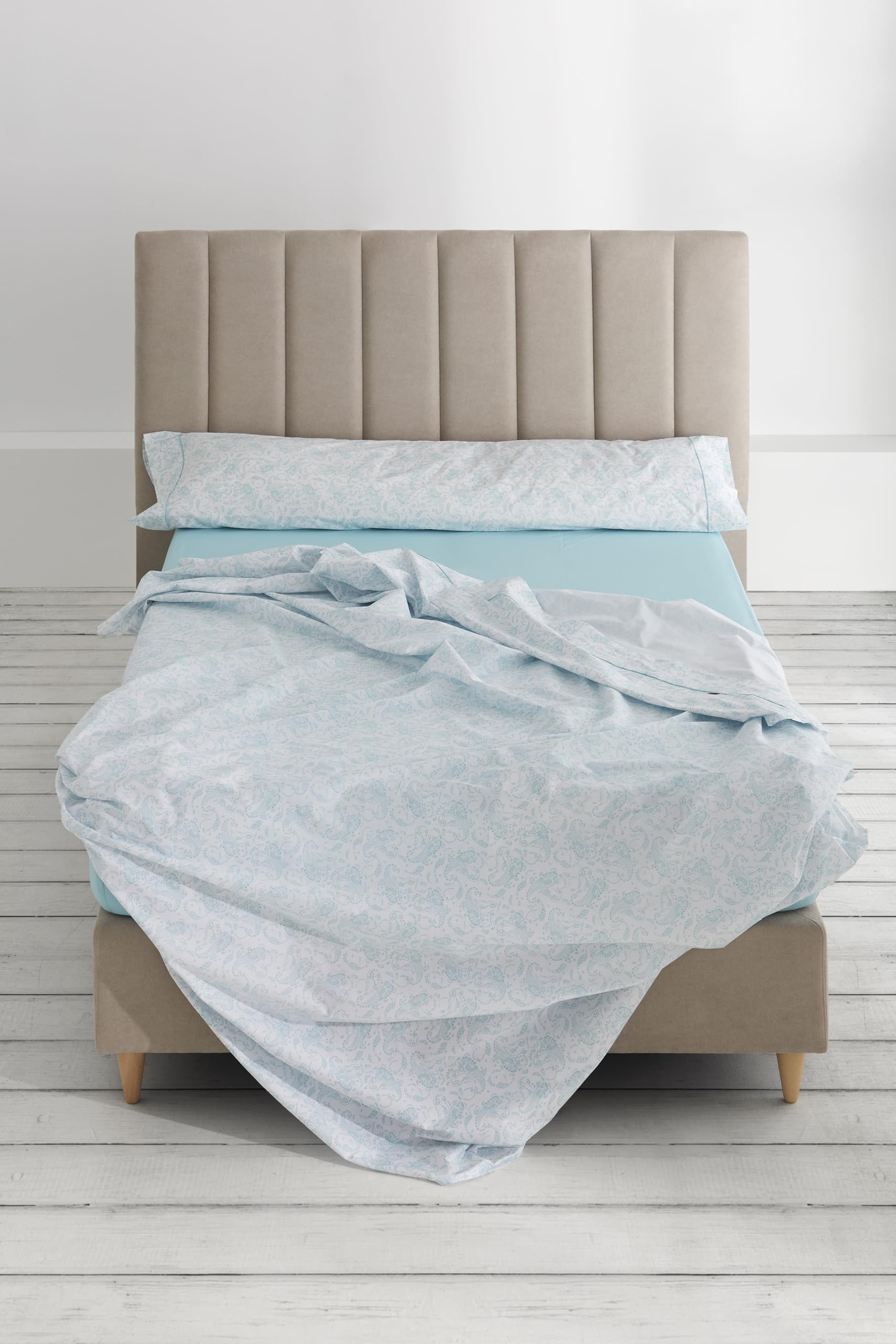 Juego de sábanas Lara color aqua. Cama de 90 cm. 3 piezas