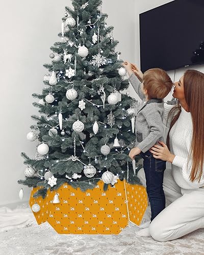 Miniatura 3 de Christmas Tree Collar 4PCS-14.5"x 10", Christmas Tree Ring Camel and Cactus on Polka Dot Background Christmas Tree Stands Skirts Base Covers for