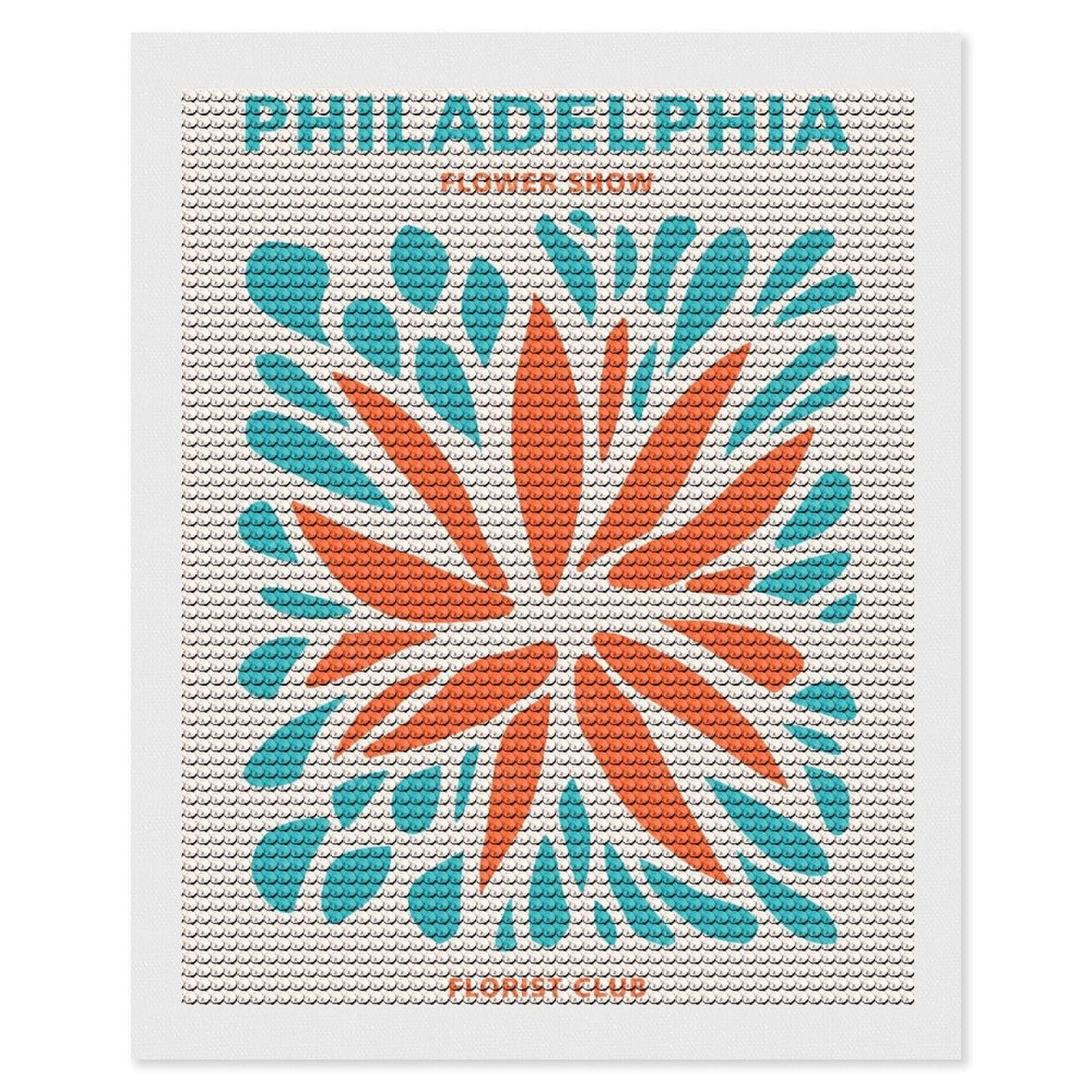 Junmoney Philadelphia Florist Club Diamond Art Canvas 16"x20", Easy Handmade Project, Complete Accessories, Bedroom Decor, Birthday Gift