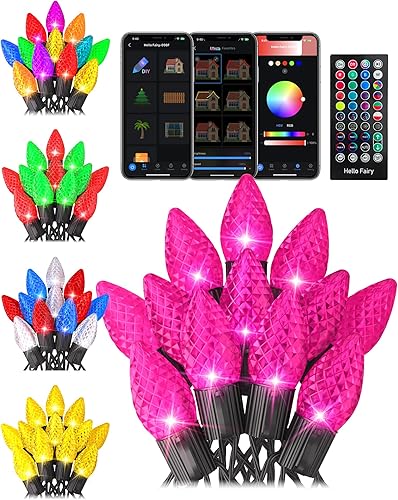 Miniatura 7 de Luces de Navidad Inteligentes C9 de 99 Pies con 150 LED para Exteriores DIY que Cambian de Color - Controladas por APP y Control Remoto, 16 Millones