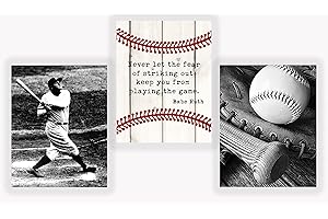 Babe Ruth Inspirational Baseball Quote Wall Art Print 3Set 8x10 UNFRAMED Vintage Decor Picture