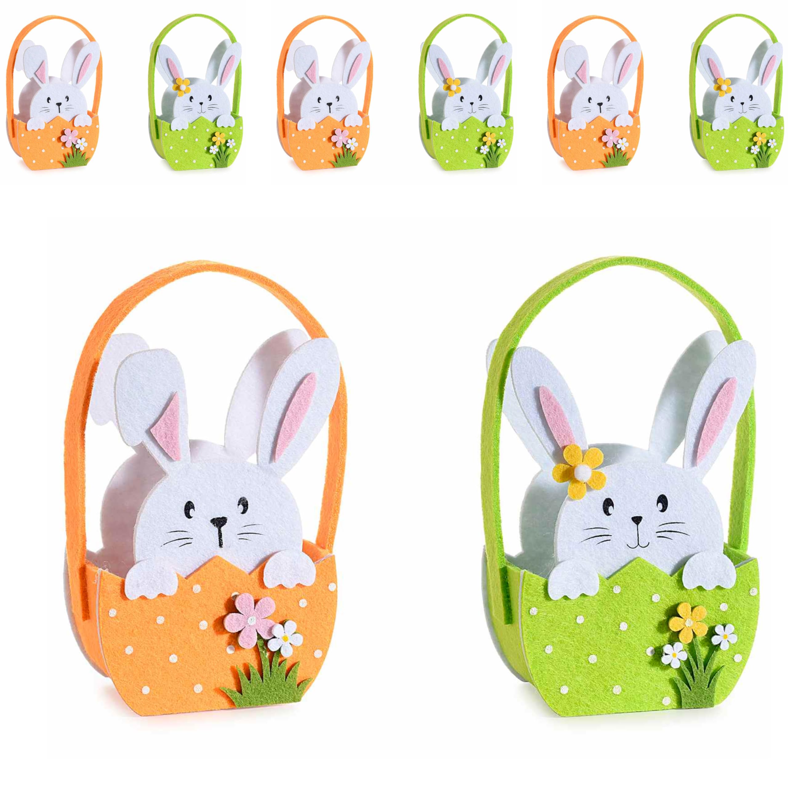 Gruppo Maruccia - Cestini Pasquali in Panno con Coniglietti - per Regalare Cioccolatini e Dolciumi - Set 6 Addobbi Pasquali