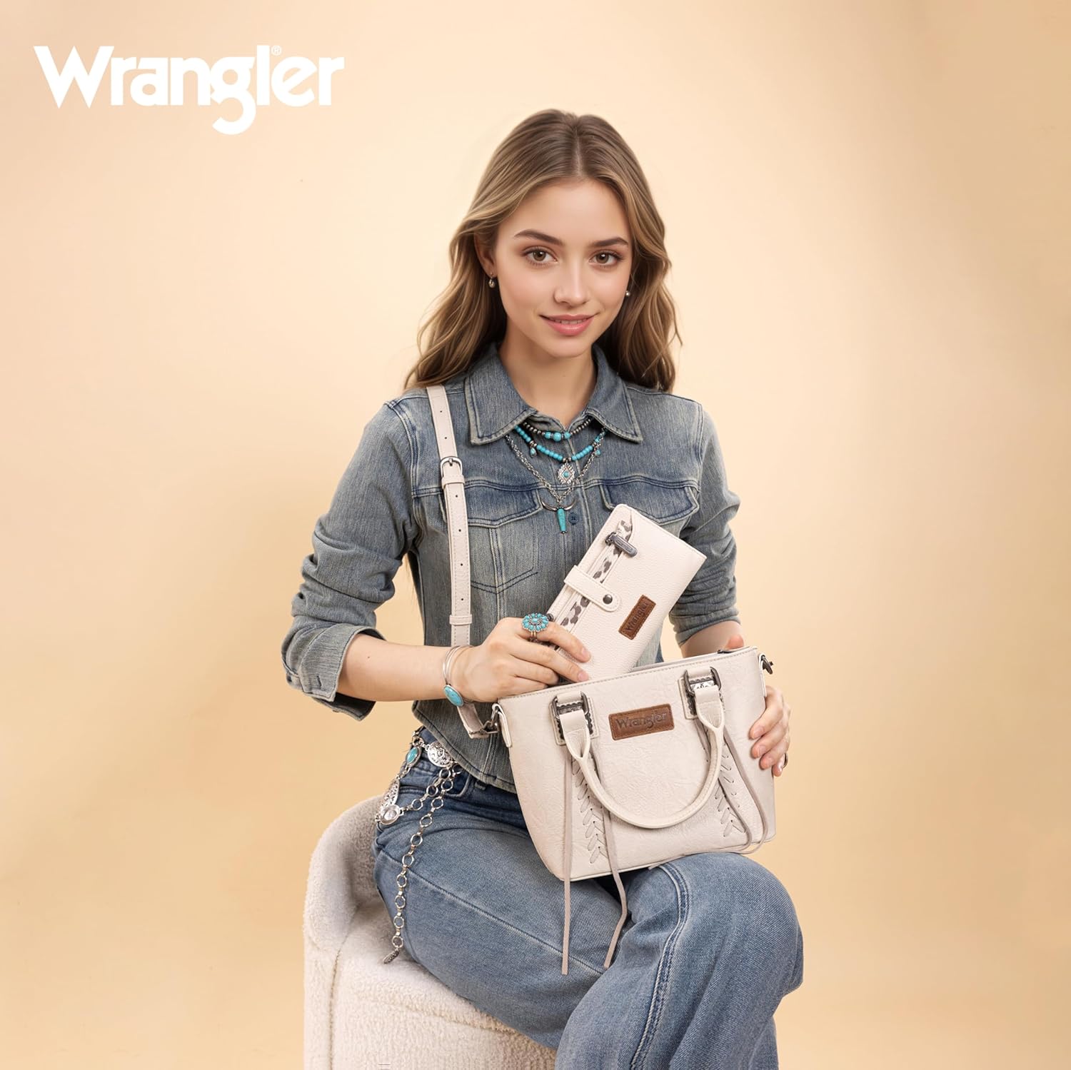 Montana West X Wrangler Women's Wallets Western Leopard Print Wallets, Card Cases & Money Organizers Ladies Female Bifold Clutch Wallet White Credit Card Cash Wallet with Removable Coin Purses