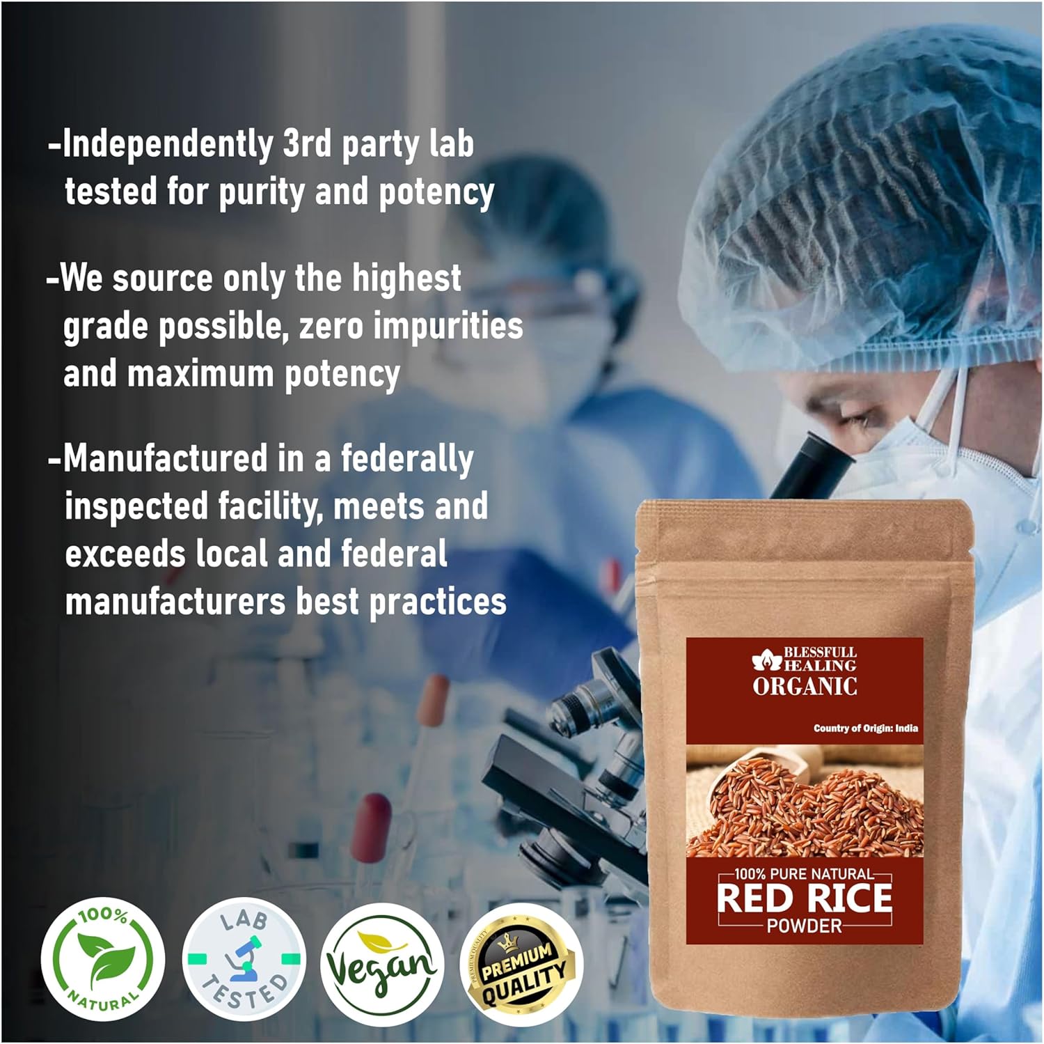 Blessfull Healing Organic Red Rice Powder 100% Pure Natural 300 Gram / 10.58 oz