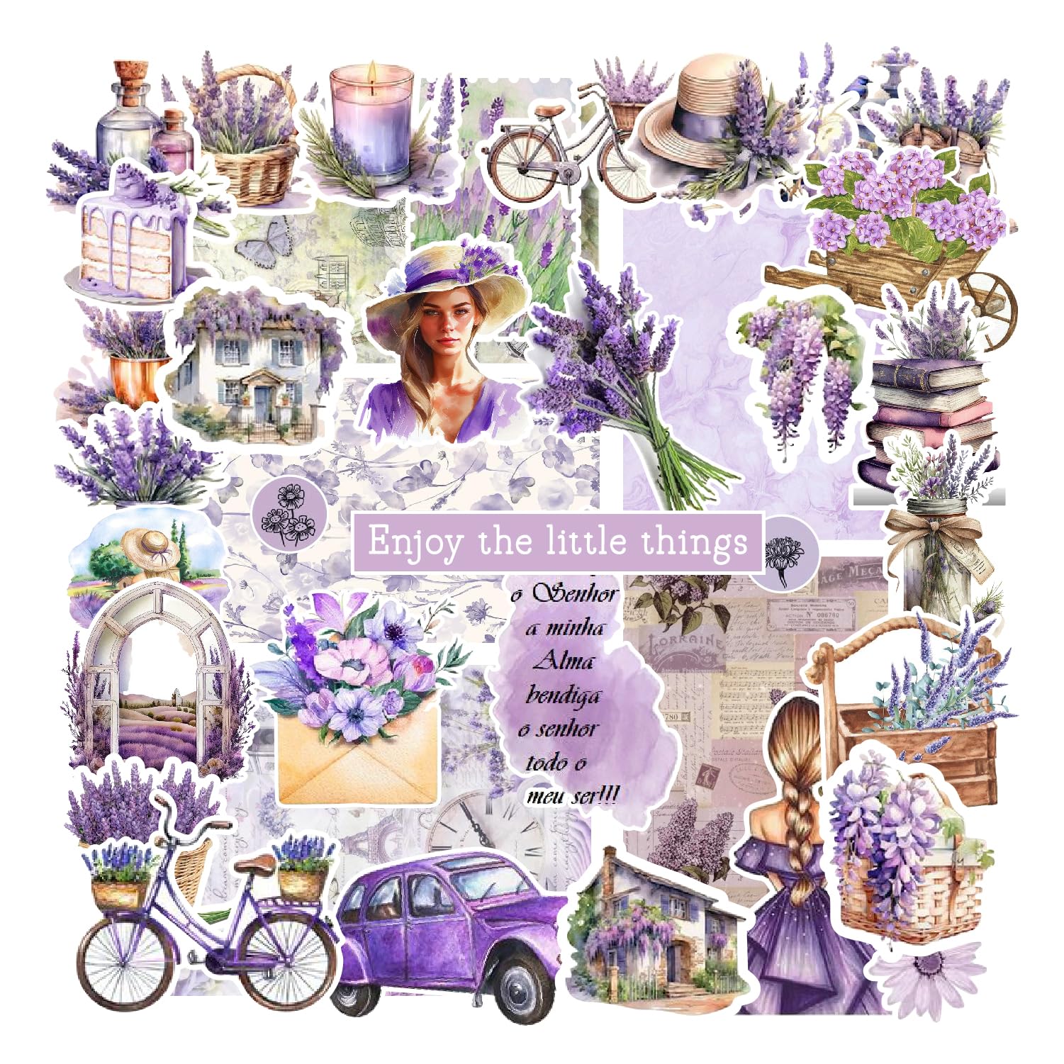 Color Theme Stickers Kit for Journal Diary Decor Scrapbook Stickers for Journaling Beginners (Lavender)