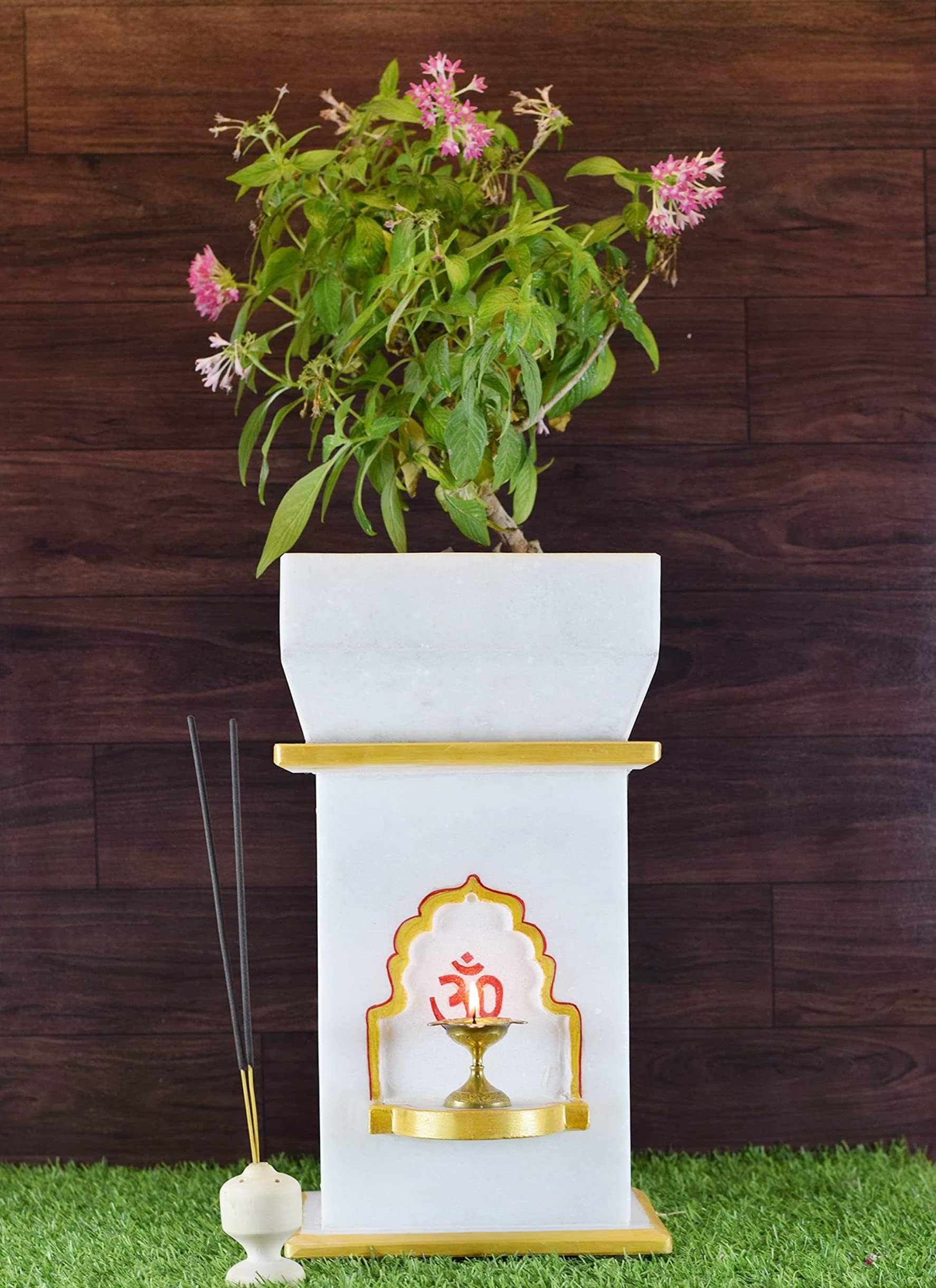 Marble Tulsi Pot | Tulsi Planter | Gardening Tulsi Planter | White Marble - 14 x 7 x 7 Inch, Approx. [HxLxW]