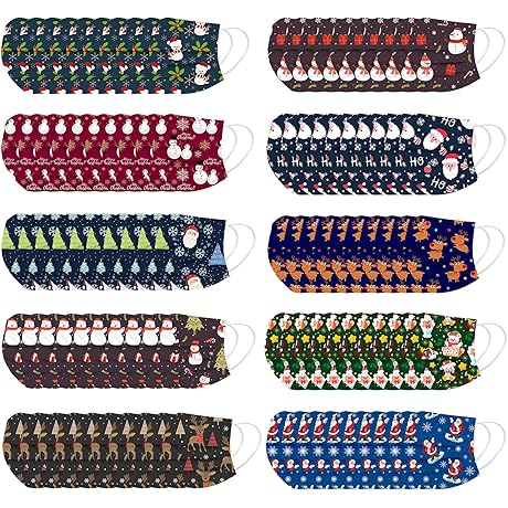 Evoke Hygienic and Festive Spirit with these 100-Count Christmas Disposable Face Masks Designed for Kids