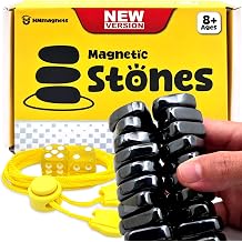 Upgraded Multi-Level Magnetic Chess Set with Large Full-Size Stones & String - Complete Kit with 20 Extra Large Stones 1.45 inches by 1.35 inches, Adjustable Rope, 2 Dice & Travel Pouch | 1 Pack