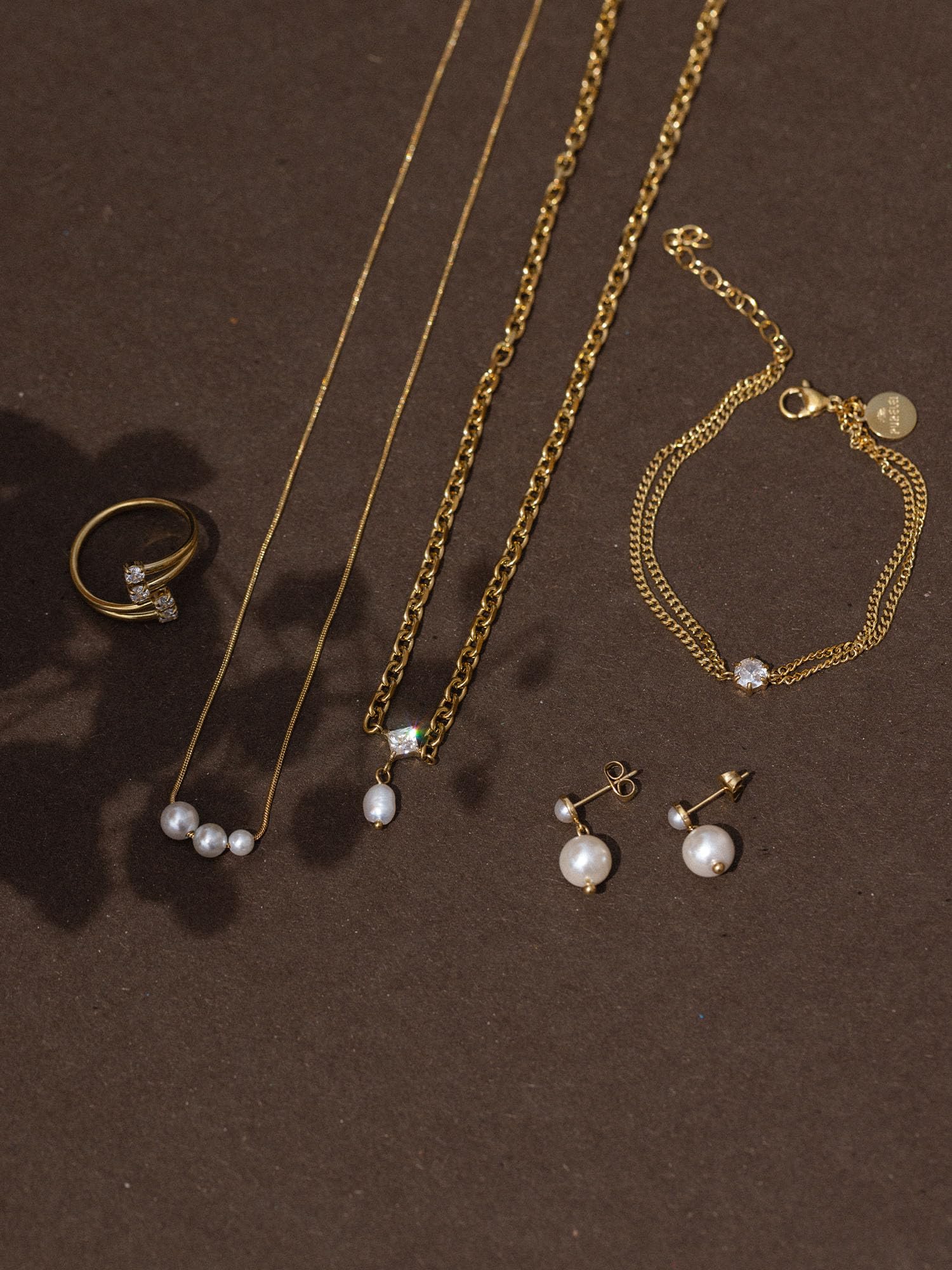 Purelei Create Moments, catena regolabile, zirconi e vera perla d'acqua dolce, acciaio inossidabile e placcatura in oro 14 K/18 K, simbolo di bellezza, intramontabilità e momenti speciali