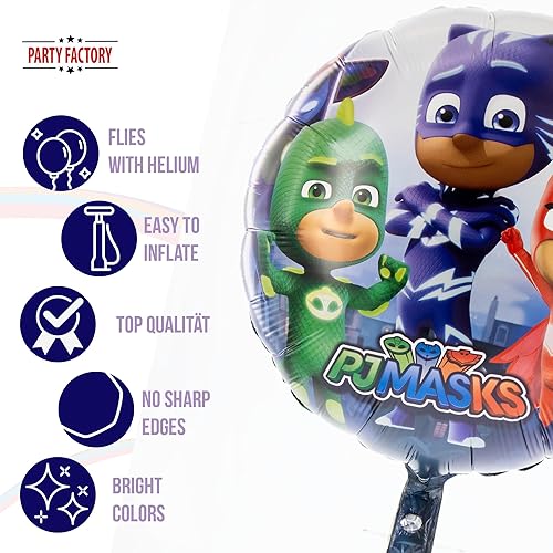 Miniatura 5 de Party Factory Globo de aluminio PJ Masks', 17.7 pulgadas, colorido, trío de superhéroes Catboy, Owlette, Gekko, globo de helio para fiestas de