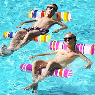 FindUWill 2-Pack Premium Swimming Pool Float Hammock, Multi-Purpose Inflatable Hammock (Saddle, Lounge Chair, Hammock, Drifter), Water Hammock Lounge