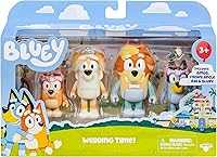 Vista 9 de Bluey Toys - Paquete de 4 figuras exclusivas de Chilli, Bingo, Bandit Beach de 2.5-3 pulgadas, figuras posables con bolsa, juguete de playa al aire