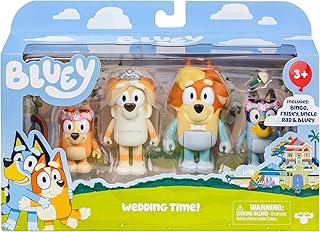 Bluey Wedding Figures Pack of 4, Articulated Character Toys with Uncle Rad, Frisky, and Flower Bingo Figurines, Action Figures for Kids Ages 3+