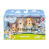 Bluey Figure 4-Pack Wedding Time Re-Enact Uncle Rad and Frisky's Wedding Day with Bluey and Bingo Flower Girl Figures