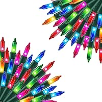 Vista 12 de Uptotop - Cadena de luces de Navidad, paquete de 2, total de 200 unidades, 40 pies, enchufe, cadena de luces impermeables para decoraciones