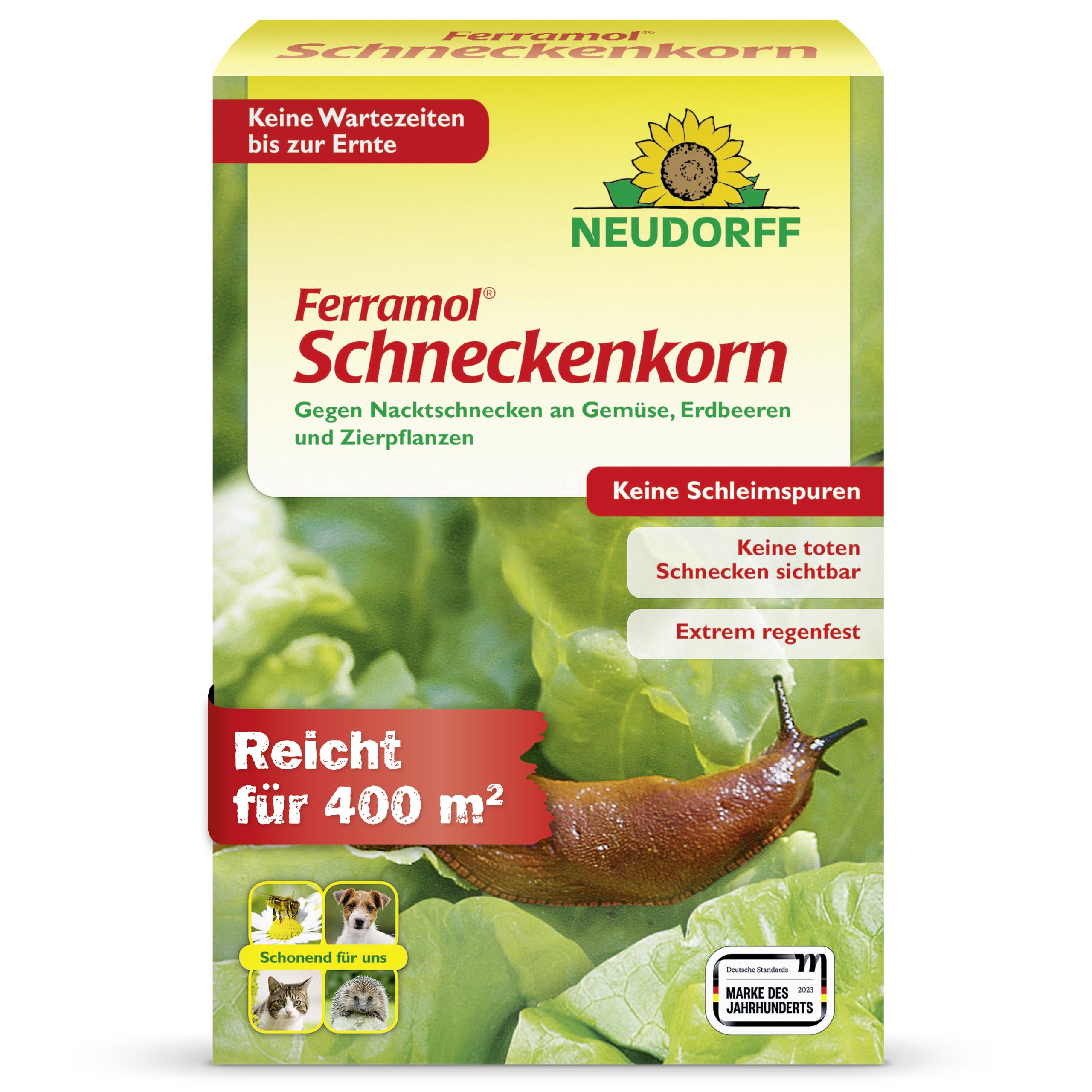 Neudorff Ferramol Schneckenkorn – Zuverlässiger und schneller Schneckenschutz - Extrem Regenfest. Keine toten Schnecken sichtbar, keine Schleimspuren. Schonende Rezeptur, 2 kg