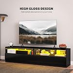 HOMCOM Perte élevée LED TV Cabinet Stand pour les téléviseurs jusqu'à 75", Home Entertainment Center Moderne TV Unité de stockage, noir