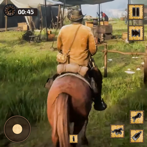 Real Red Cowboy Horse Riding Gunfighter: Wild Western Gangster Shooting