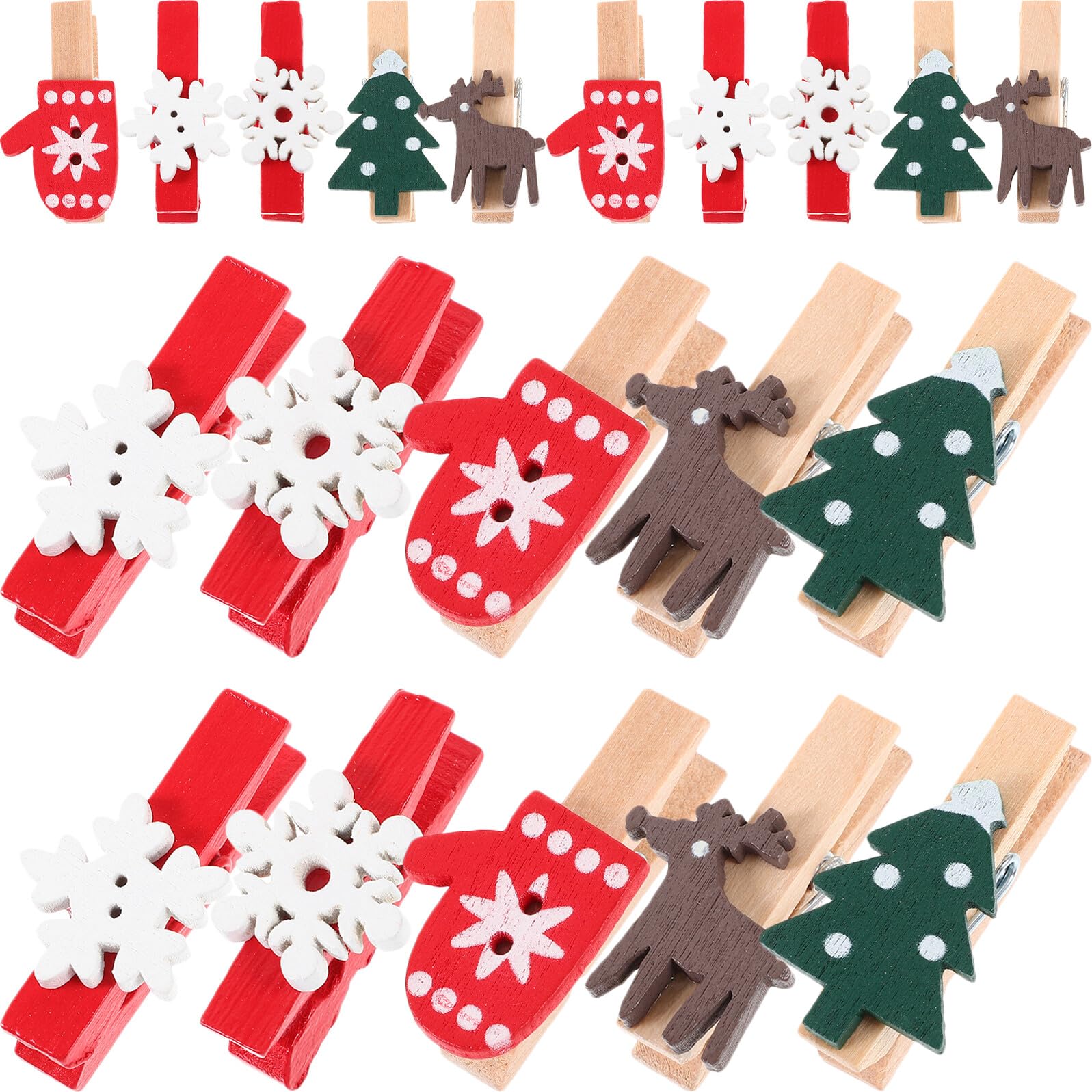 Pinzas de madera navideñas para decorar tu árbol de Navidad con fotos familiares