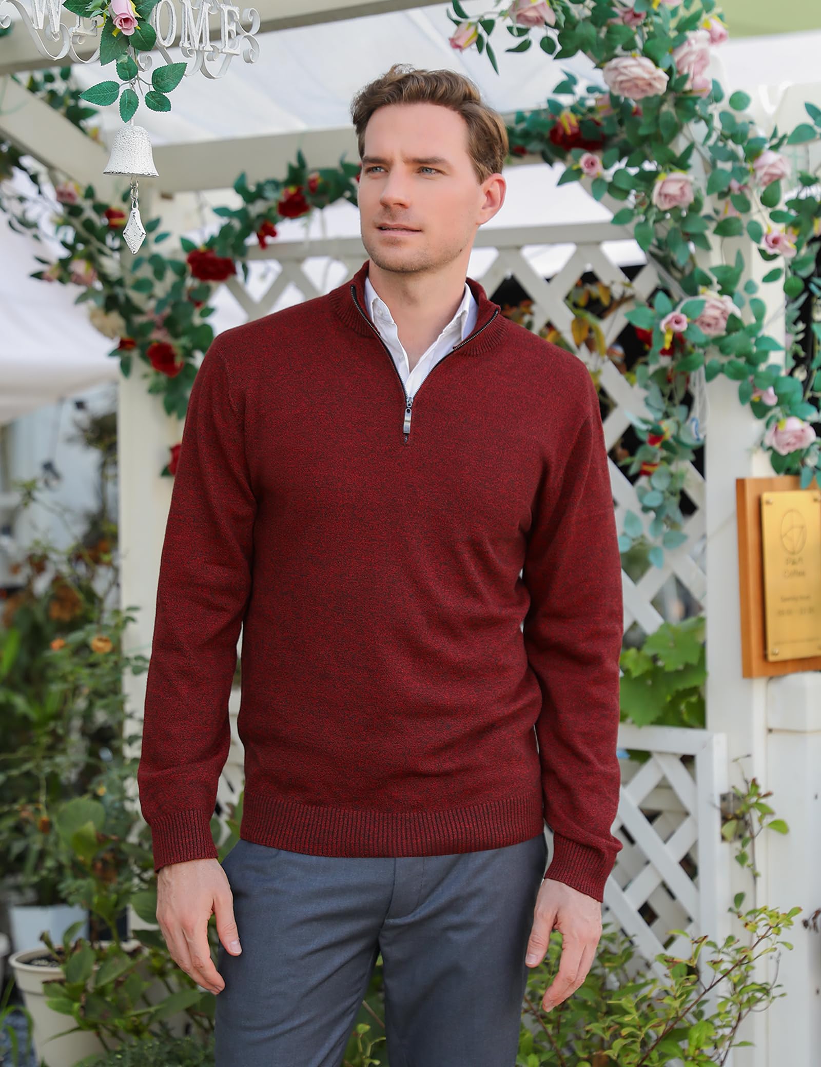 iClosam Maglione Uomo Invernali Collo Alto con Zip Pullover Giacca in Maglia Maglione Pullover Invernale Tenere Caldo
