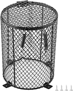 Heater Guard Anti-Scald Reptile Heating Lamp Shade Heat Lamp Light Mesh Cover Day Night Ceramic Light Bulb Heating Lampshade(Cylinder)