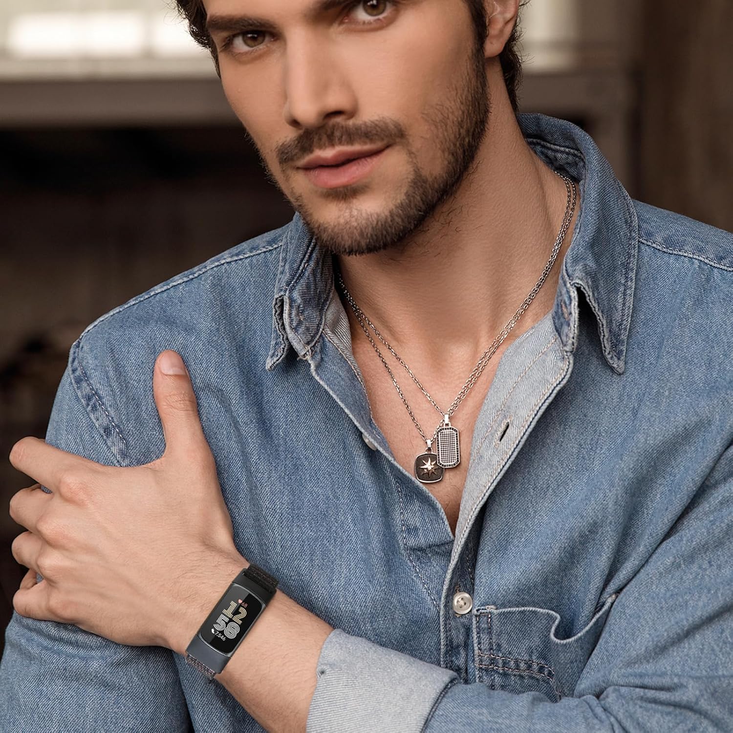 4 Pack Nylon Watch Bands Compatible with Fitbit Charge 6/Fitbit Charge 5, Adjustable Breathable Replacement Nylon Wristband Fitbit Charge 5 Charge 6 Sport Strap for Women Men