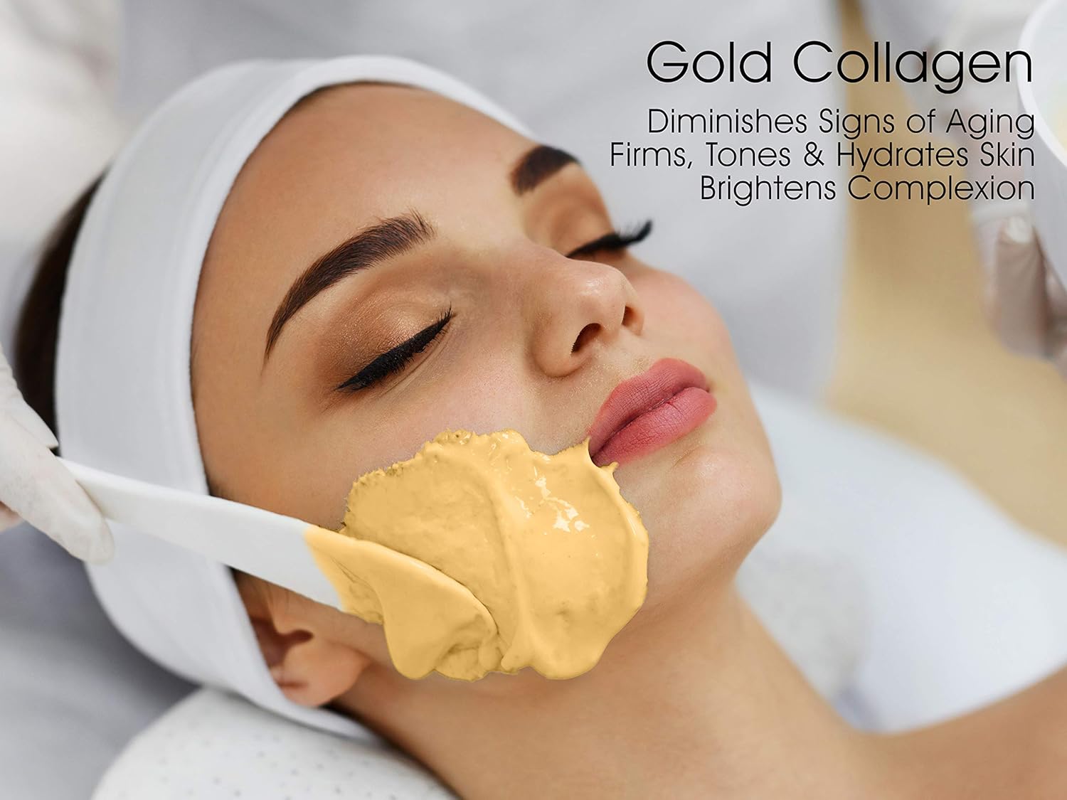 Premium Gold Collagen Modeling Peel-Off Mask"Rubber Mask" (Pack of 9 With Bowl & Spatula), Diminishes Signs of Aging, Firms & Tones Skin, Brightens Complexion, 25g. Made In Korea (9 Pack)