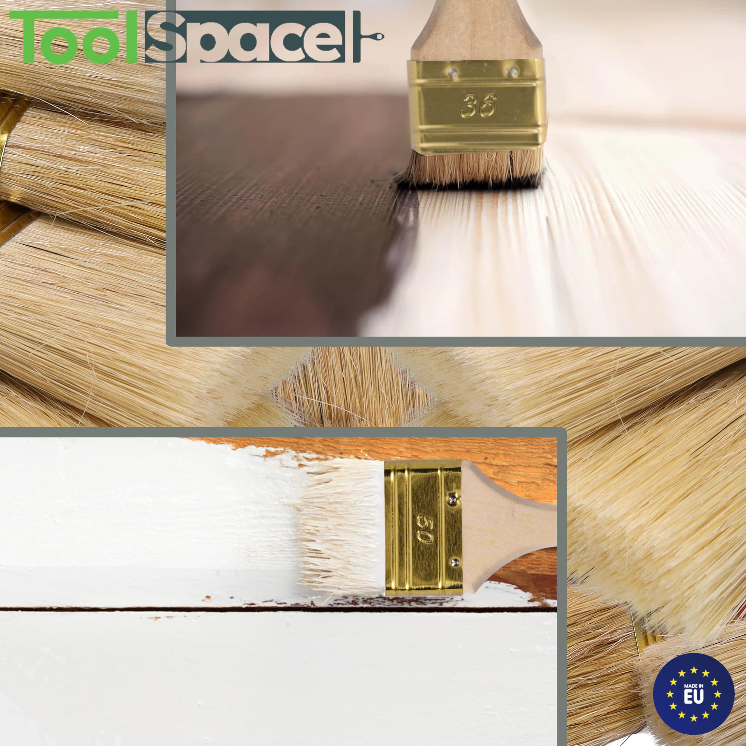 ToolSpace Pędzle Angielskie Profesjonalne 25mm/ 36mm/50mm/76mm pędzel malarski – do farb, lakierów, gruntów i emalii – idealne do domu warsztatu i zastosowań profesjonalnych – wszechstronne trwałe