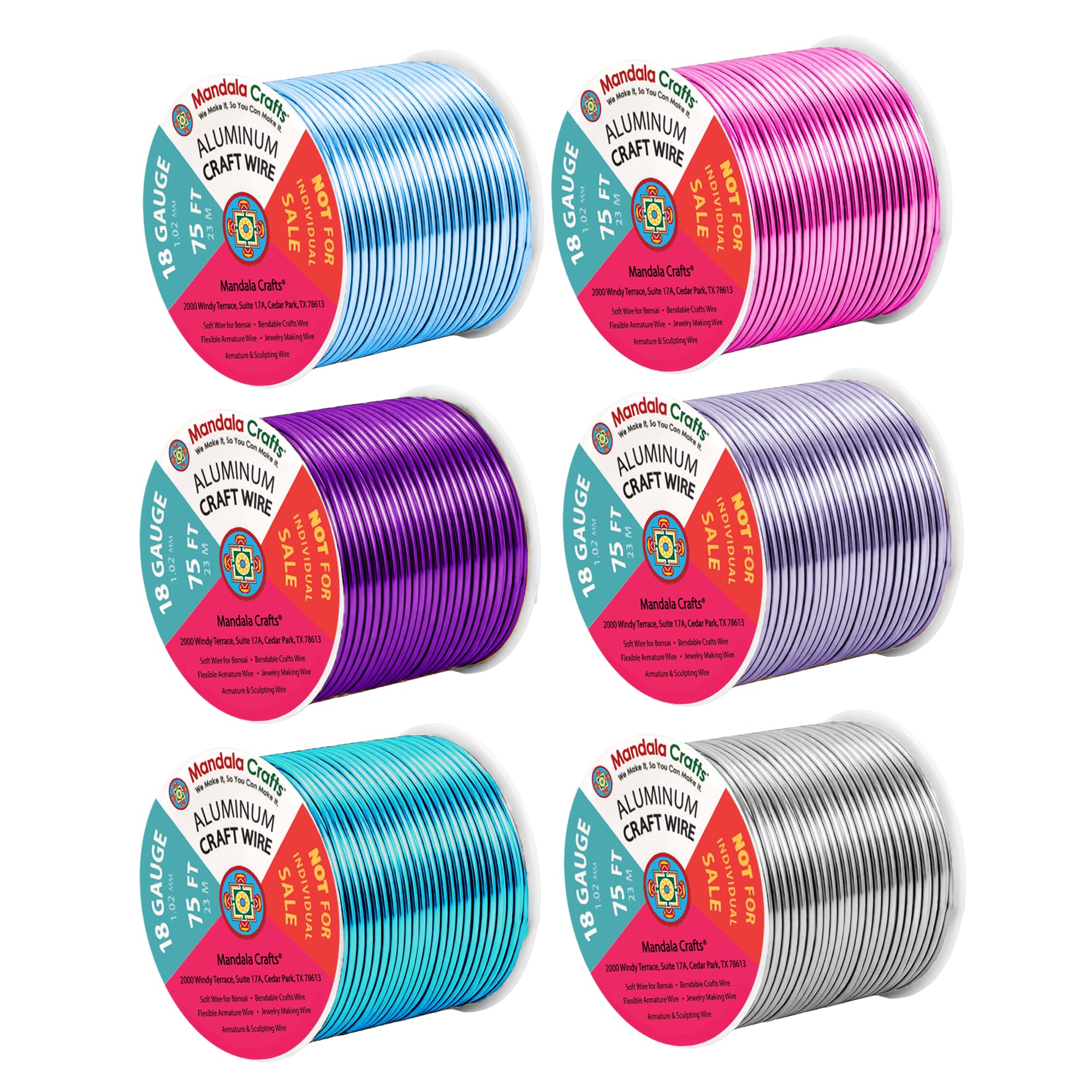 Mandala Crafts 18 GA Turquoise Pink Assorted Anodized Aluminum Craft Wire