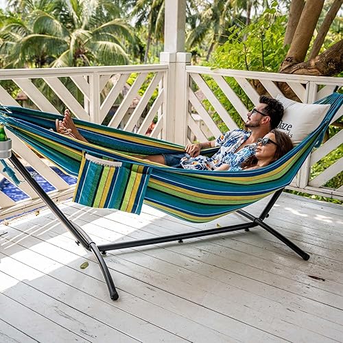 Miniatura 4 de Lazy Daze Hammocks - Hamaca doble con soporte de acero de 9 pies para ahorrar espacio, incluye funda de transporte, capacidad de peso de 450 libras