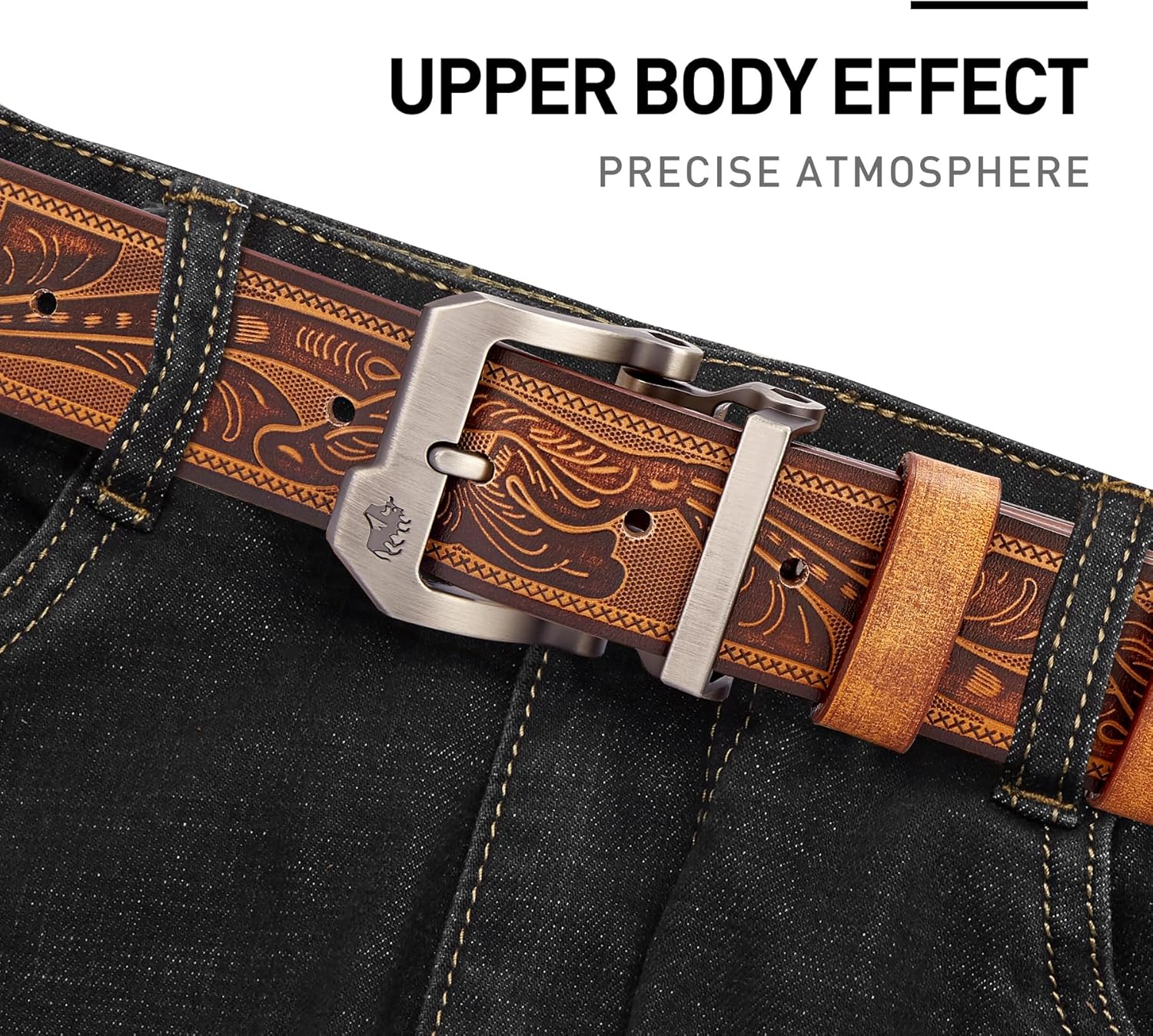 BISON DENIM Men's Belts Leather Dress Genuine Leather Classic Heavy Duty Buckle Belt Casual for Jeans - Image 6