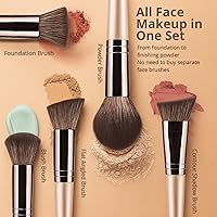 Vista 3 de BEAKEY Juego de 12 brochas de maquillaje veganas, fibras suaves de Taklon de alta densidad, mangos de abedul duraderos, sin pérdida de cerdas