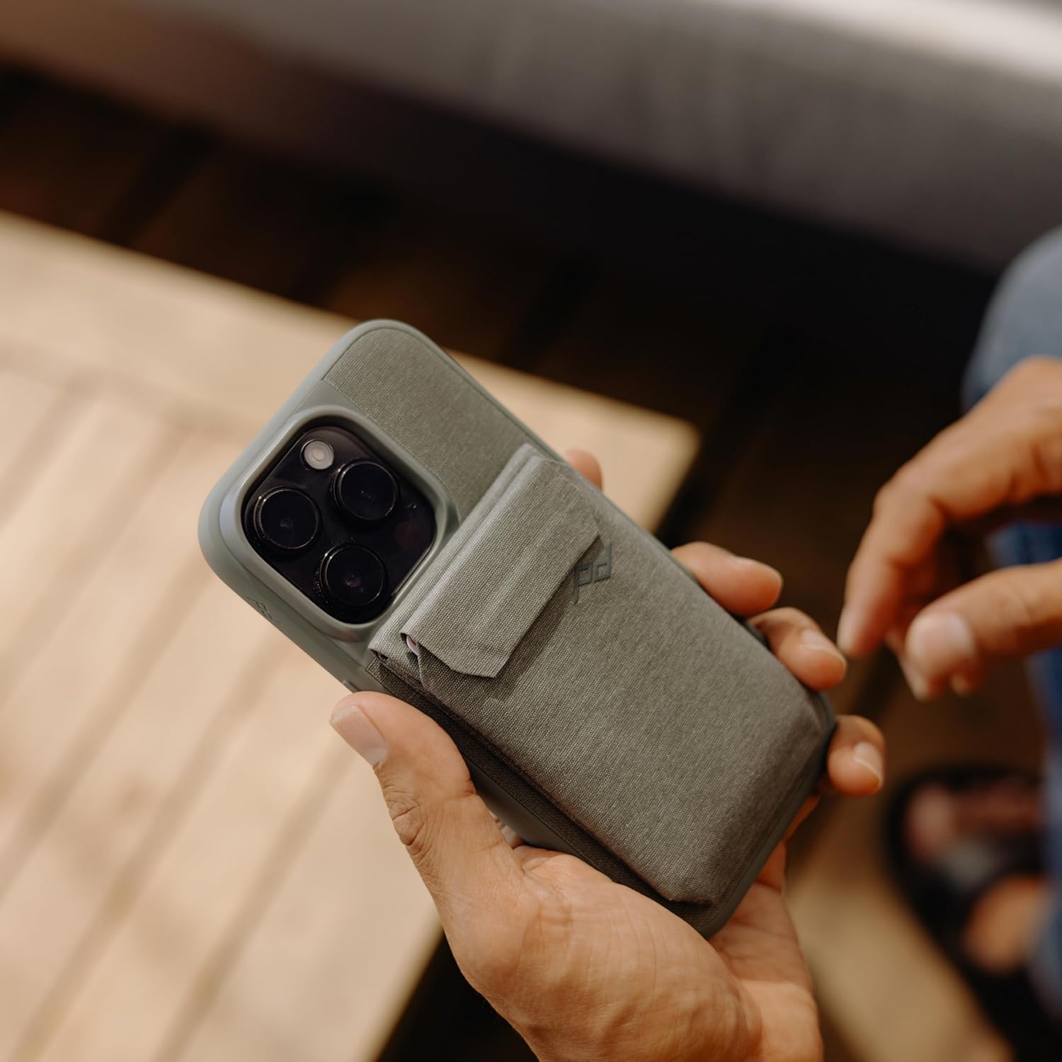 Peak Design Mobile Everyday Loop Phone Case for iPhone 15 Pro Max, Sage, with Loop, Slim Profile, Drop Protection, Weatherproof Fabric Shell, SlimLink Connects to Mobile Mounts & Gear