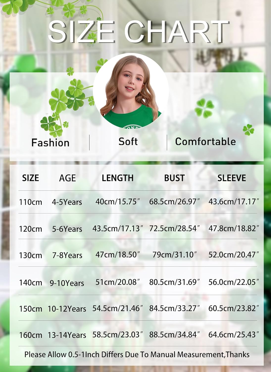 Kids St. Patrick's Day Shirts Girl Shamrock Graphic Shirts St Patty's Lucky T-Shirt Irish Long Sleeve Tops 5-14y - Image 7