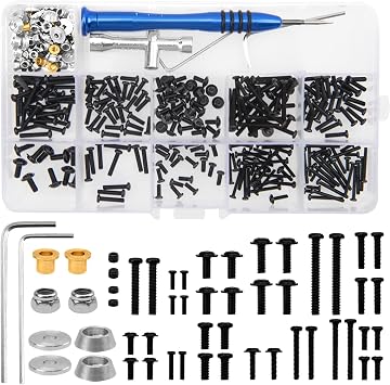 357Pcs Universal M2 M2.5 M3 RC Screws Kit Screw Fasteners Gasket Repair Tool Set Compatible with MN D90 D91 MN99S WPL C14 C24 B24 B36 1/12 1/16 RC Car