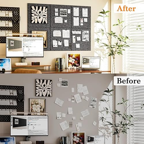Miniatura 10 de VANCORE Tablero de anuncios de fieltro de 11.8 x 11.8 pulgadas con 30 pasadores, azulejos cuadrados grandes para fotos, notas, cartas, notas, notas,