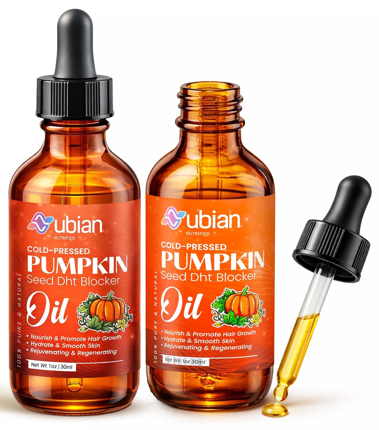 Organic Pumpkin Seed Oil - DHT Blocker for Women Hair Growth - DHT Blocker For Men - Pumpkin Seed Oil for Hair Growth - 2 Pack (30 ml x 2)