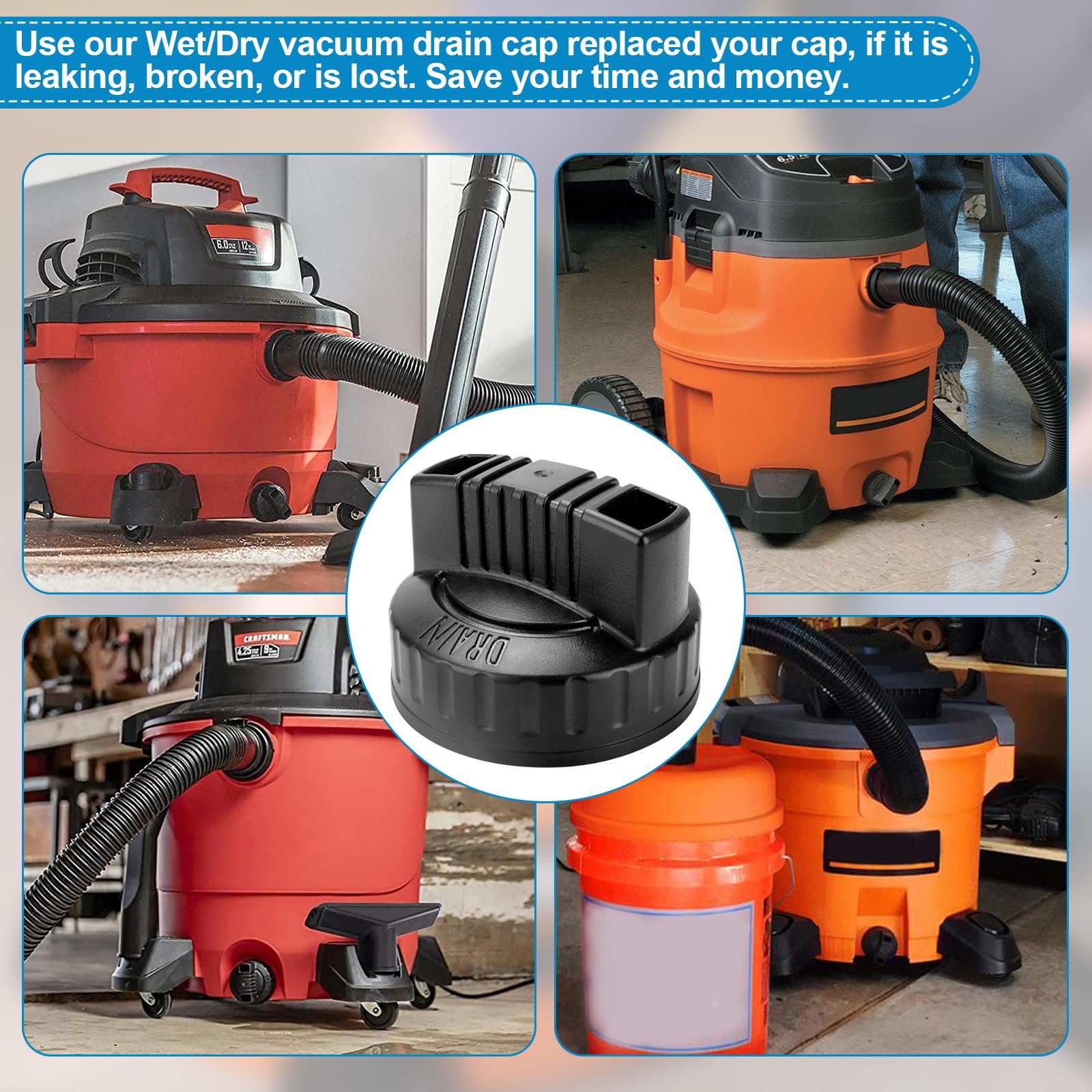 47922 Drain Cap For Shop Vac Vacuums, Wet Dry Vacs