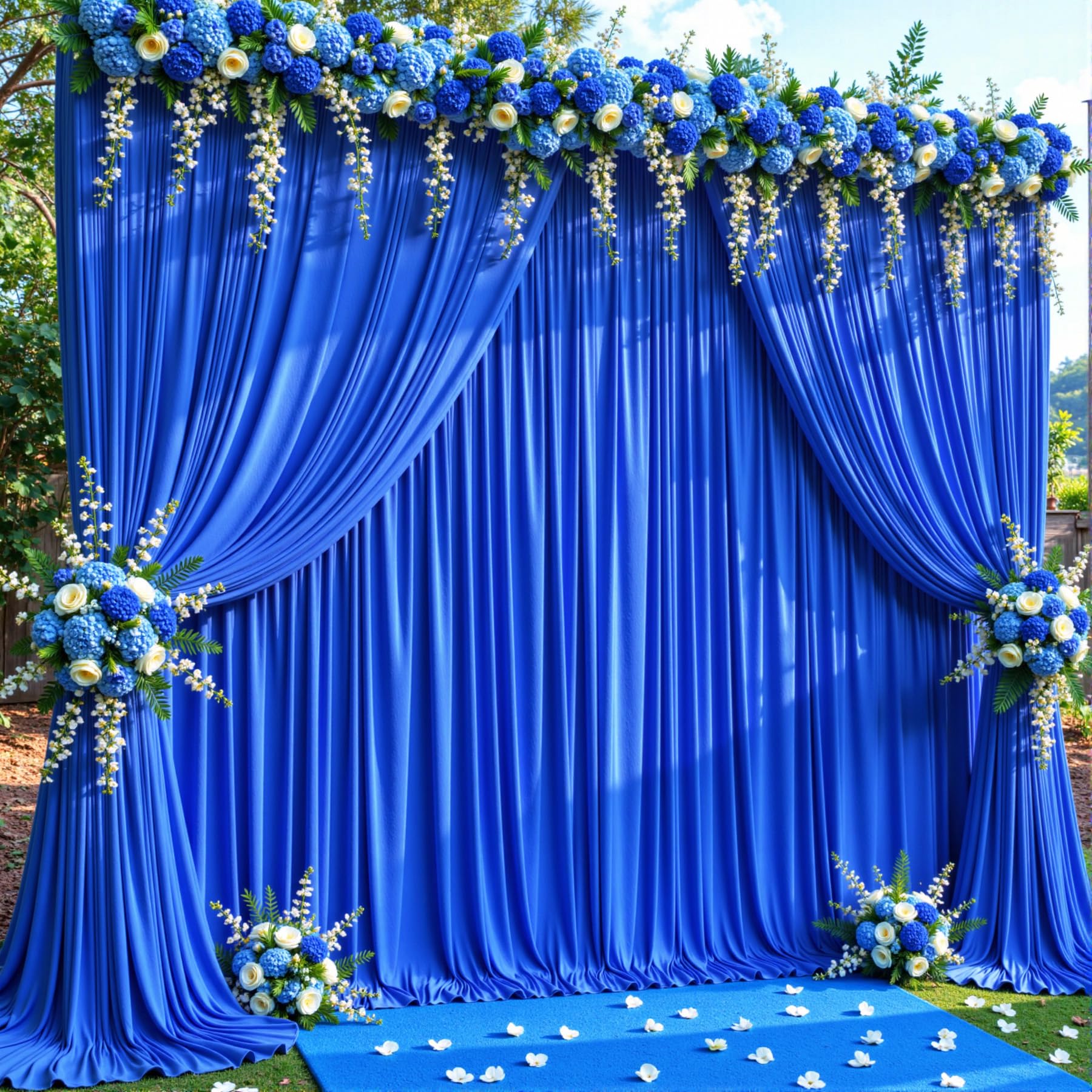 20ft x 10ft Wrinkle Free Royal Blue Wedding Backdrop Curtains for Party Bridal Shower Reception Decorations Royal Blue Fabric Curtain Backdrops Drapes