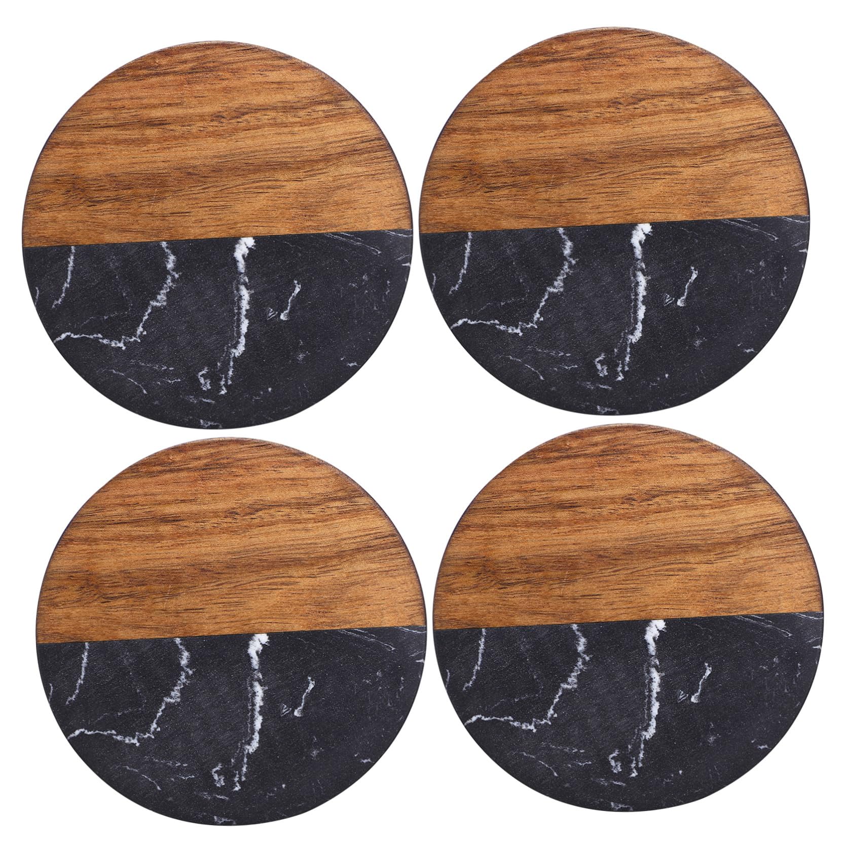 Sous-verres antidérapants lot de 4 en marbre isolant thermique