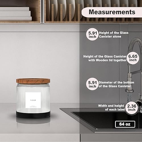 Miniatura 4 de Recipiente de vidrio con tapa, recipientes de vidrio de cocina de medio galón con tapas herméticas, perfecto para almacenamiento de despensa, tarro