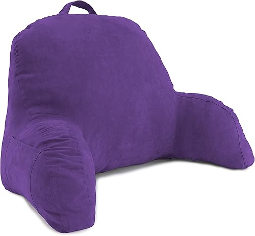 Almohada con respaldo de microsuede para cama, color negro. La mejor almohada con respaldo para cama con apoya brazos para leer en la cama