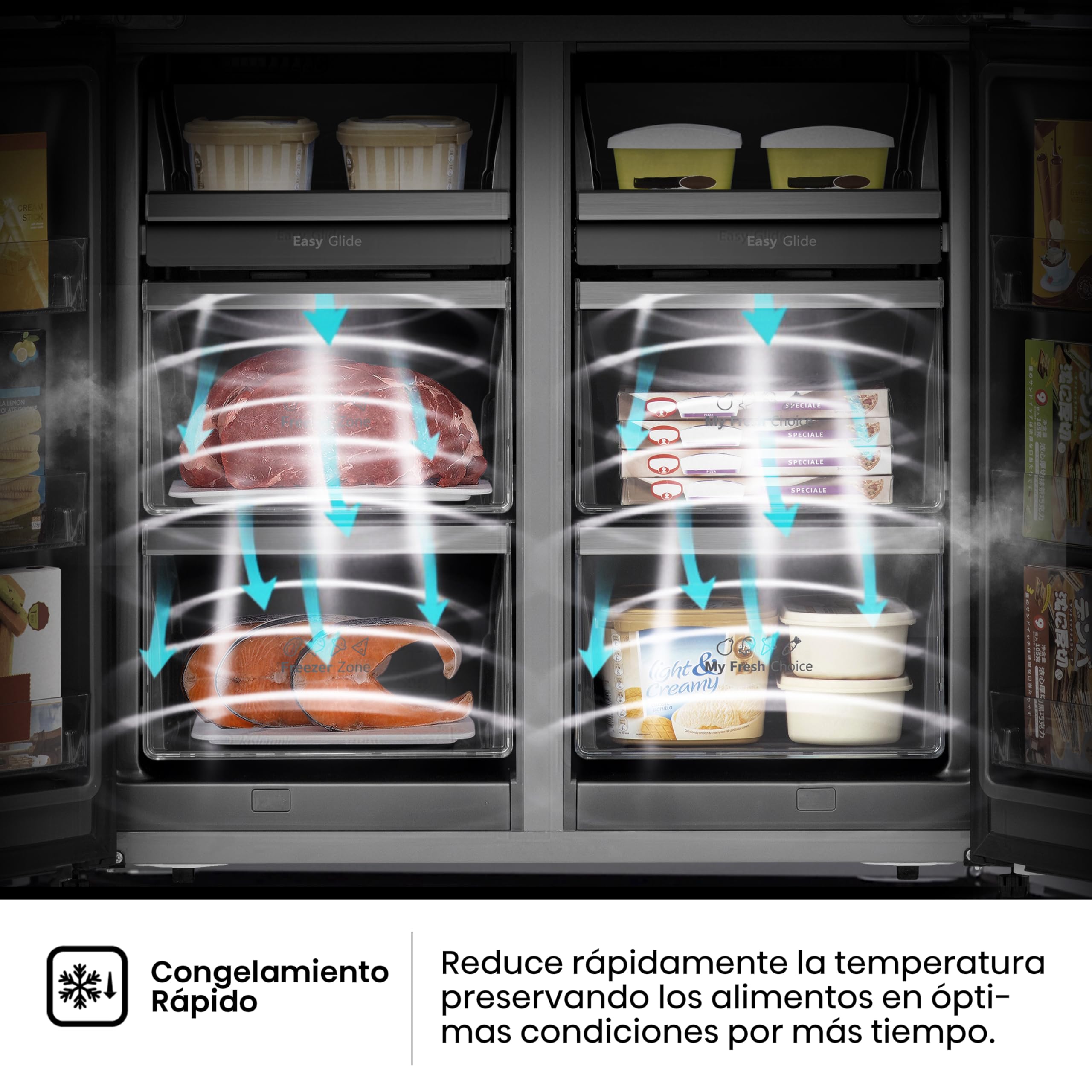 Hisense RQ760N4IFE Cross Door Puerta Americana con dispensador, Total NoFrost, Smart Connectivity con Pantalla & WiFi, MultiFlow,Metal Tech Cooling, E, Negro